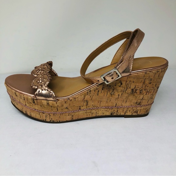 Jack Rogers Rose Gold Keri Cork Wedge Platform Sandals - Picture 2 of 13
